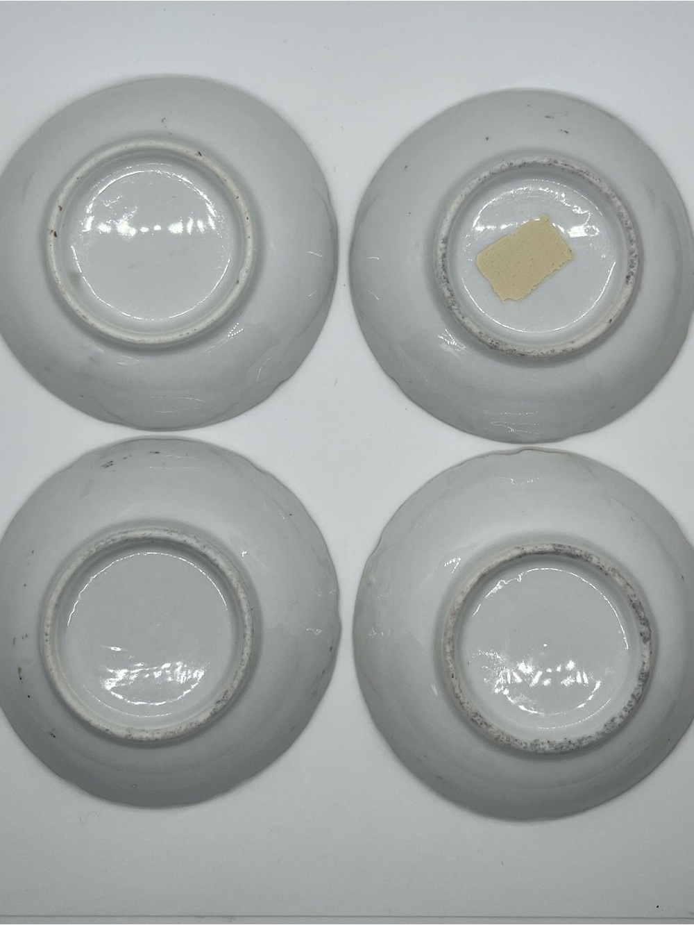 Set/4 Vintage Bavaria Germany 4” White Porcelain Butter Pats Floral w/ Gold Trim - Picture 2 of 6